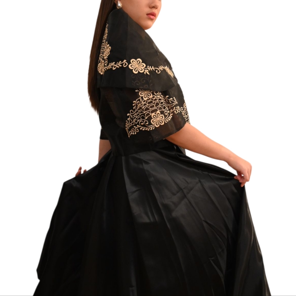 Maria Clara Black Embroidered Filipiniana Bolero